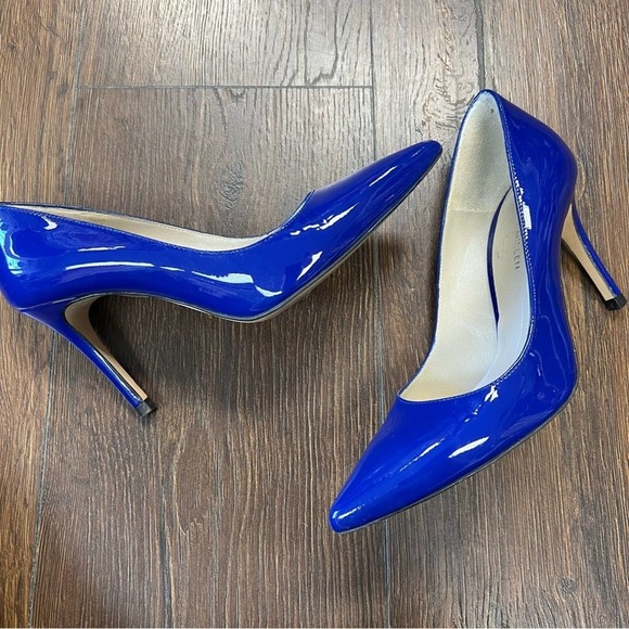 Karen Mullen Blue patent pointed toe pump SZ 38 - Picture 3 of 10